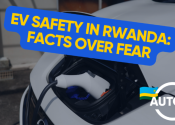 graphic design of an electric vehicle charging, up close, with a title text for the blog