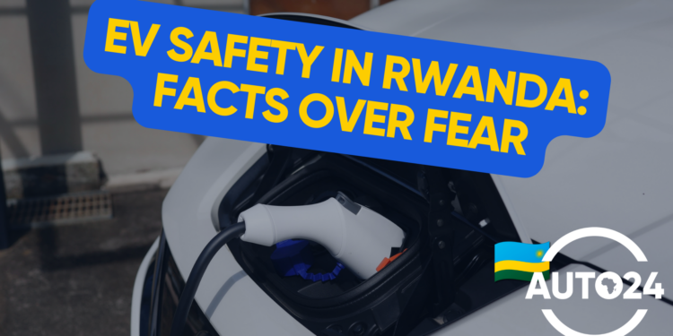 graphic design of an electric vehicle charging, up close, with a title text for the blog